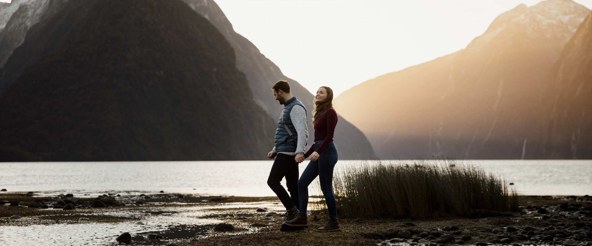 Walking along the Milford Sound foreshore